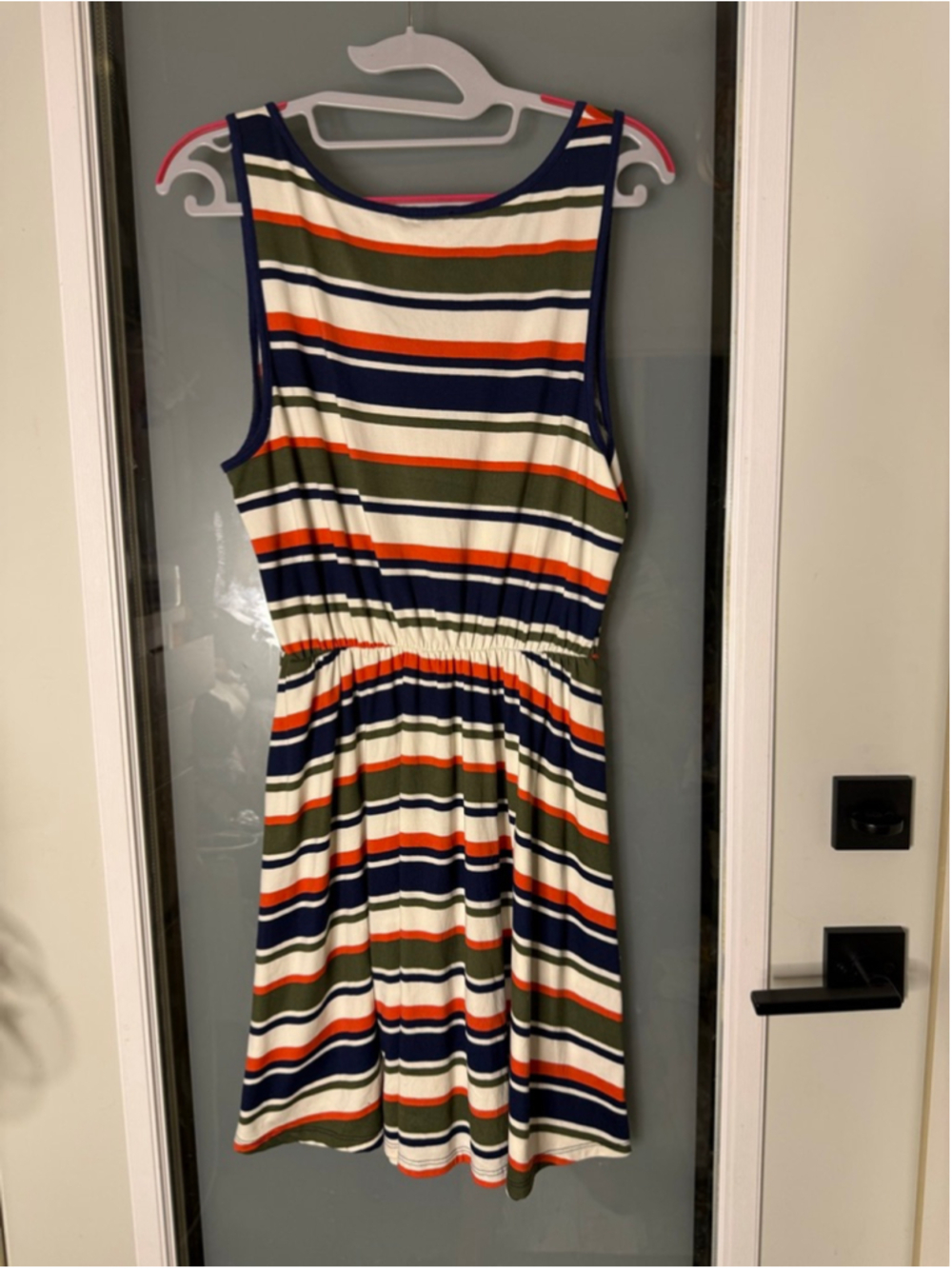 FRENCH GREY Striped Sleeveless Dress M White Navy Orange - Picture 5 of 7
